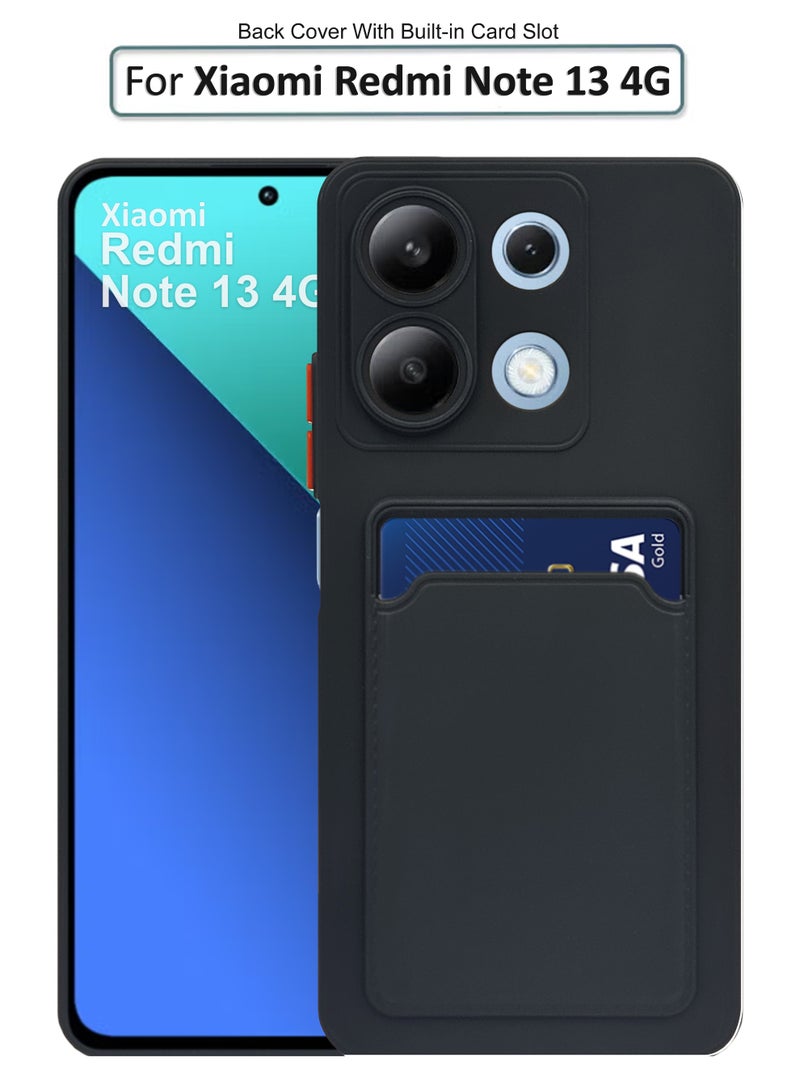 شاومي ريدمي نوت 13 4G - غطاء هاتف من TPU ناعم مع فتحة لحامل بطاقة مدمجة تصميم نحيف واقي من السيليكون - أسود - Image 1
