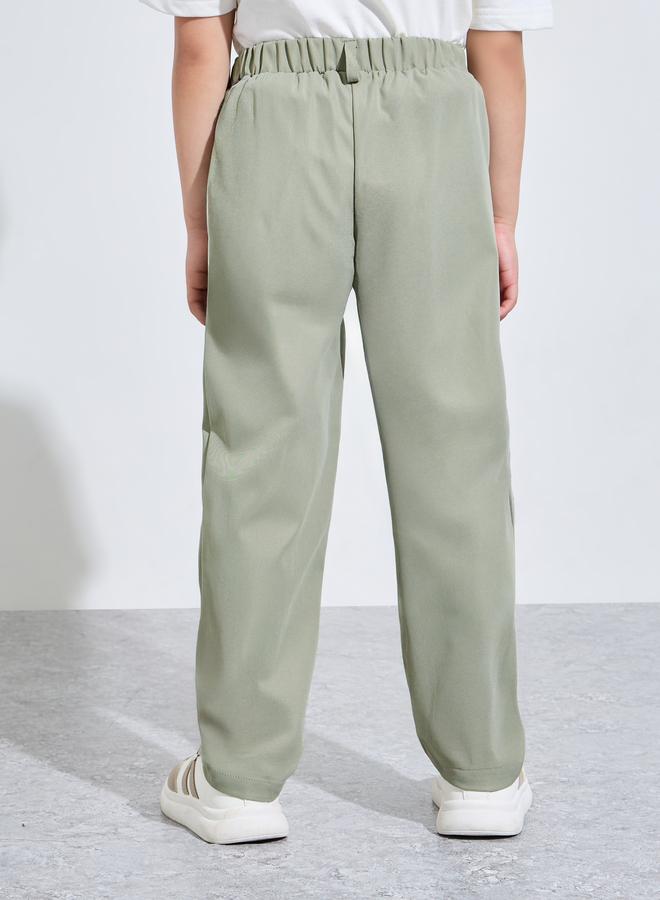 Styli Boys Green Full Length Relaxed Fit Trousers - Image 4
