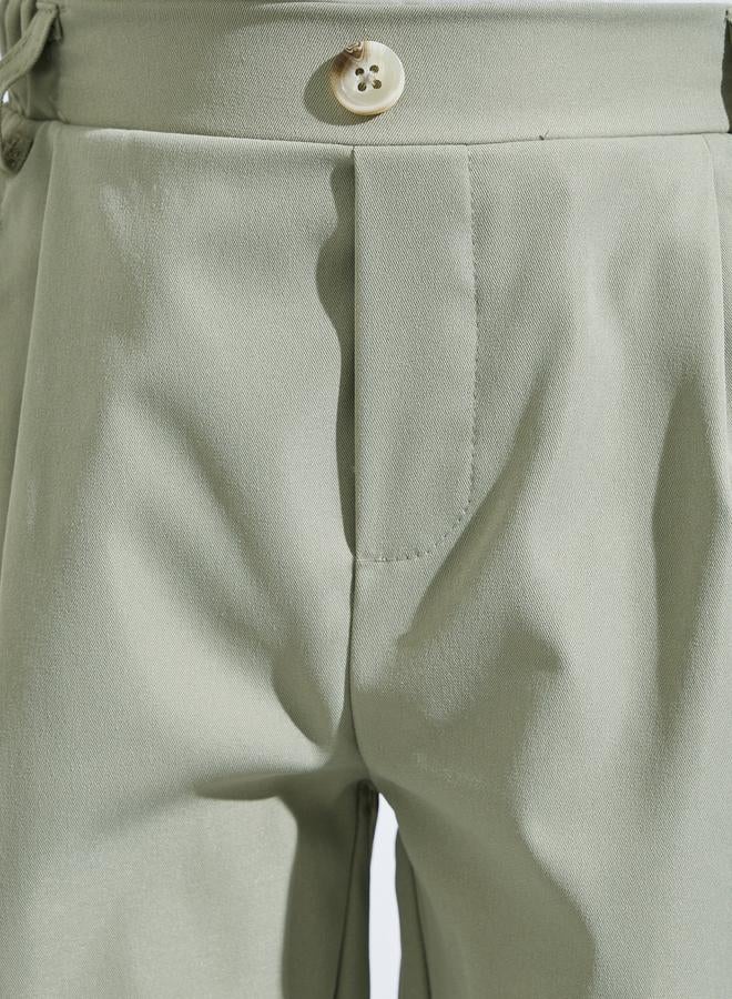 Styli Boys Green Full Length Relaxed Fit Trousers - Image 3