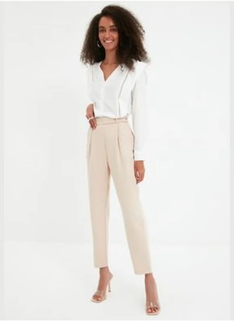 trendyol Beige Cigarette Woven Trousers TWOAW22PL0363