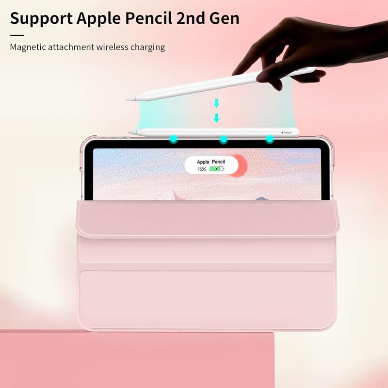 Boxome Tablet Case Cover for Apple iPad Pro 11 inch (2nd|3rd|4th Gen) [Auto Sleep/Wake Cover] [Pencil Holder] [Trifold Stand] [Frosted Back] - Pink - Image 4