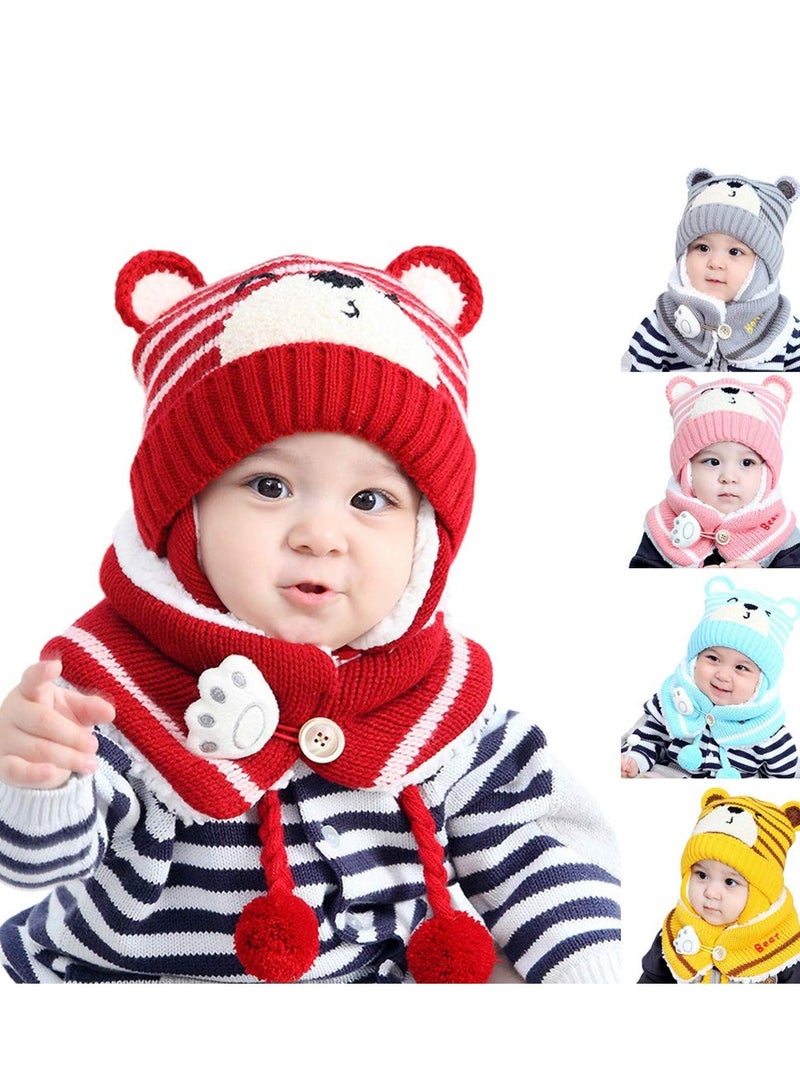 SYOSI Winter Baby Hats, Cute Pink Toddler Winter Warm Scarf Hat, Neck Warmer Cute Knitted Hat, Baby Earflap Beanie Hat for Baby Girls 6-24 Months - Image 2