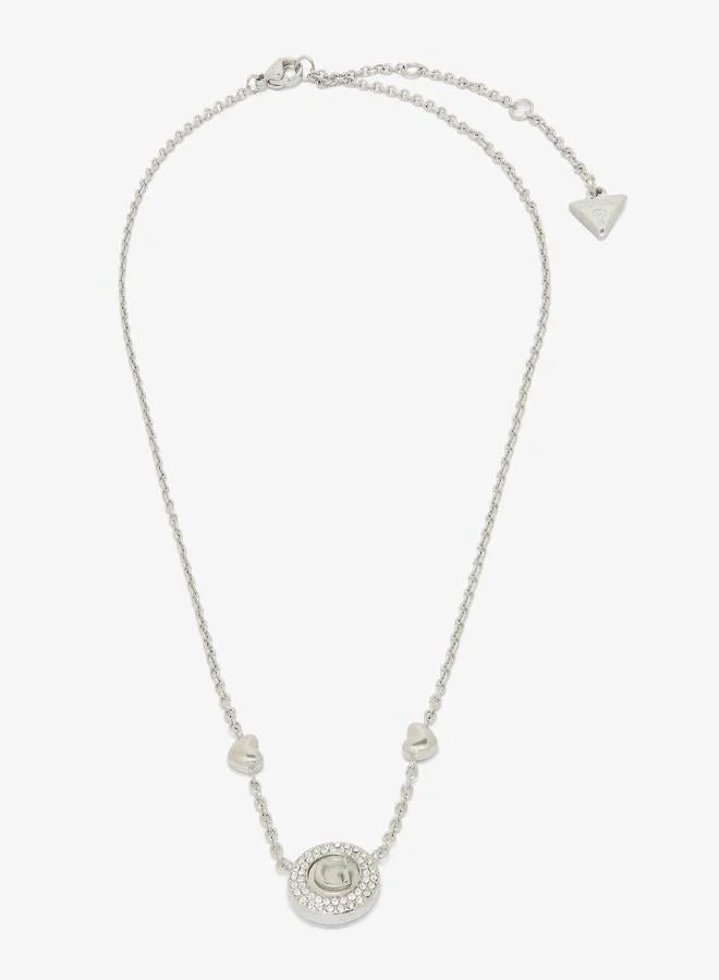 GUESS Logo 16-18 Inch Pearly G Coin Necklace