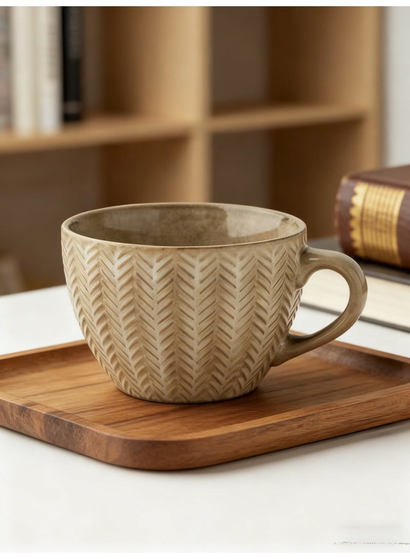 فناجين قهوة سيراميك بسعة 400 مل مع مقبض، كوب شاي للشرابات، الكابتشينو، اللاتيه، الإسبريسو - Image 1