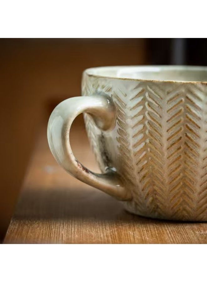 فناجين قهوة سيراميك بسعة 400 مل مع مقبض، كوب شاي للشرابات، الكابتشينو، اللاتيه، الإسبريسو - Image 5