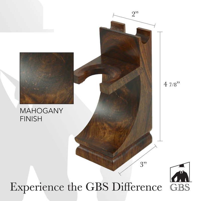 G.B.S Deluxe Wooden Shaving Razor and Shave Brush Stand - Safety Razor Brush Holder. Prolong The Life of Your Shaving Brush and Razor, Walnut Wood Finish - Image 3