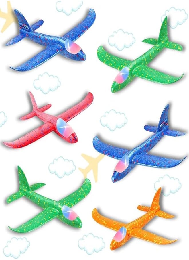 Sunshine smile Sunshine smile Pack of 6 Manual Throwing Aeroplane Toy, Luminous Glider, Glider Plane Toy LED, Model Foam Aeroplane for Children 