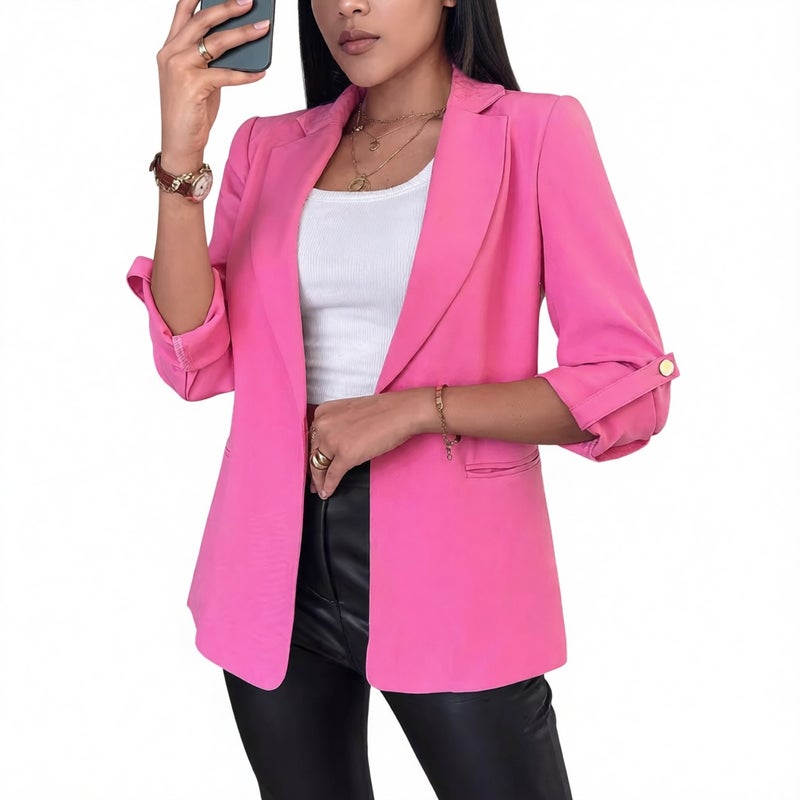 Women's Tuck Sleeve Blazer Jacket Fall Winter Office Wear