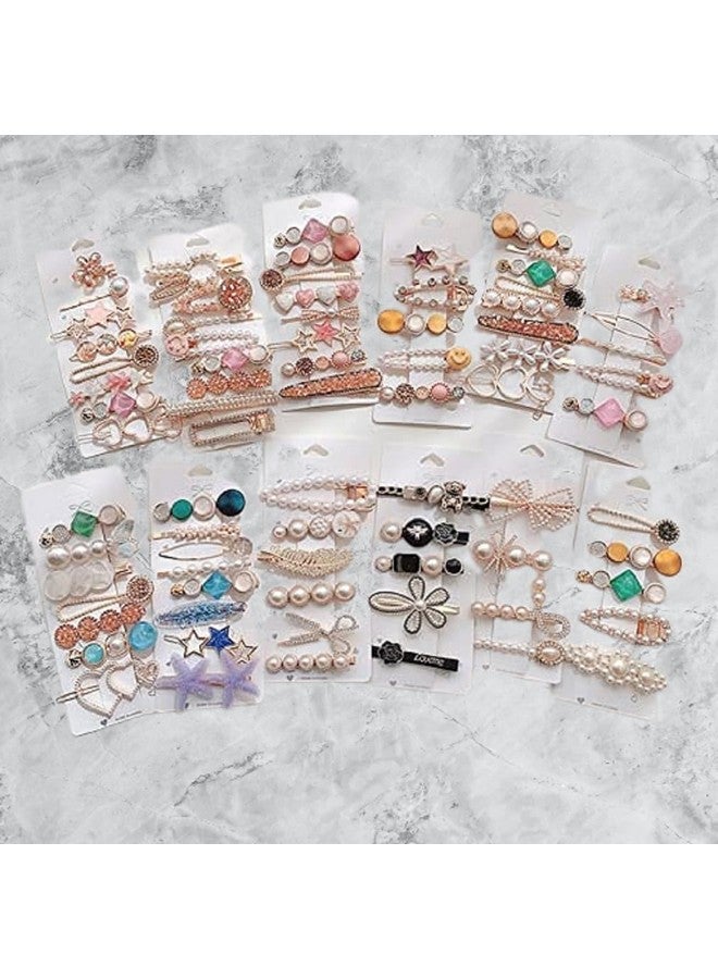 SUN Ring SUNRING Korean Style Pearl Metal Hair clips, Plastic Pearl Barrettes Hairpin for Women & Girls (Pack of 5, Multicolor) - Image 2