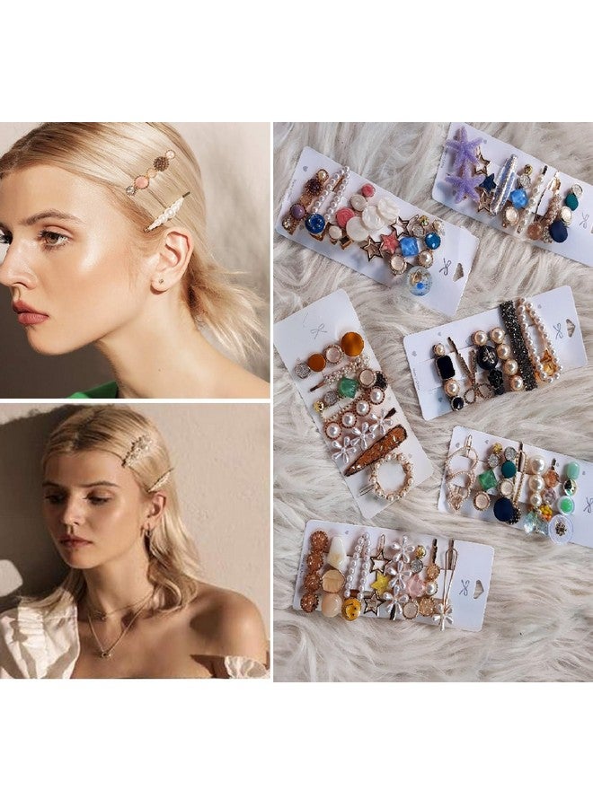 SUN Ring SUNRING Korean Style Pearl Metal Hair clips, Plastic Pearl Barrettes Hairpin for Women & Girls (Pack of 5, Multicolor) - Image 3