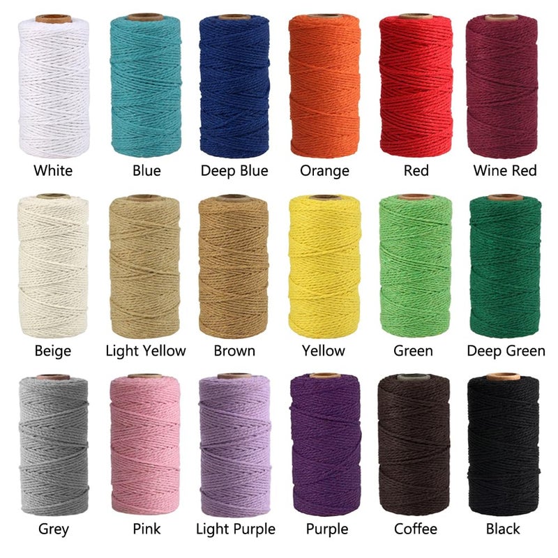 flipped (109 Yards/1.5mm/35 Colors Optional) 109 DIY Macrame Cord Craft MacramÃ© Cotton Baker Twine Craft Making Knitting Cord Rope DIY Wedding Decor Supply Christmas Wrapping String Rope (Beige) - Image 2