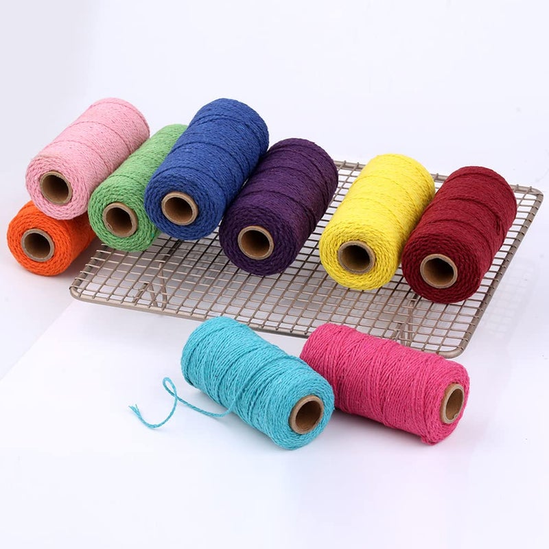 flipped (109 Yards/1.5mm/35 Colors Optional) 109 DIY Macrame Cord Craft MacramÃ© Cotton Baker Twine Craft Making Knitting Cord Rope DIY Wedding Decor Supply Christmas Wrapping String Rope (Beige) - Image 3
