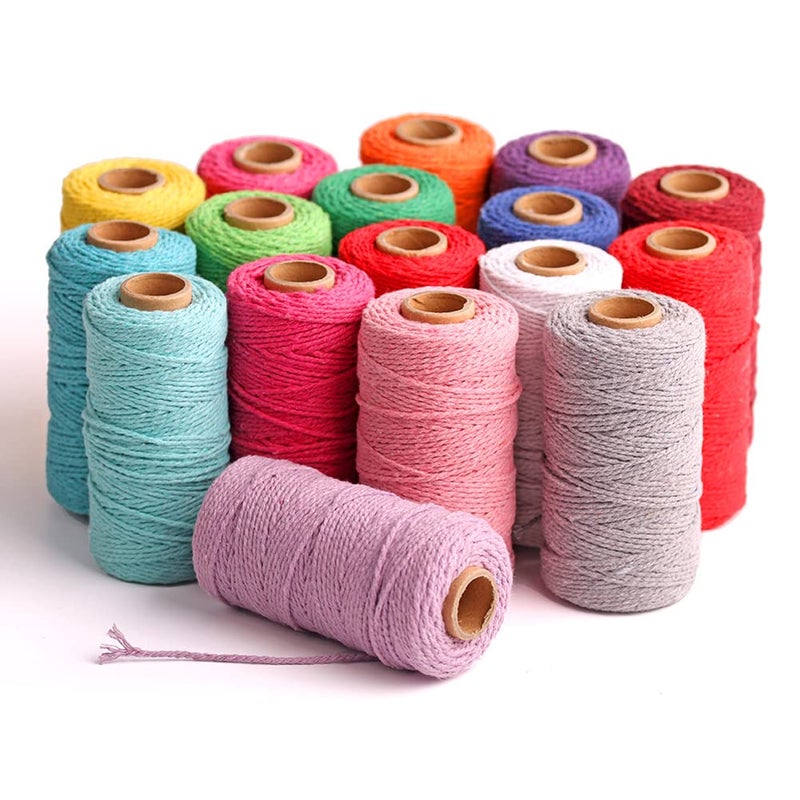 flipped (109 Yards/1.5mm/35 Colors Optional) 109 DIY Macrame Cord Craft MacramÃ© Cotton Baker Twine Craft Making Knitting Cord Rope DIY Wedding Decor Supply Christmas Wrapping String Rope (Beige) - Image 5