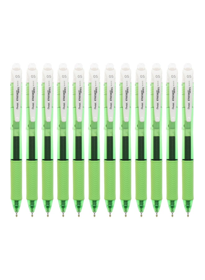 Pentel Bln105 Retractable Black Gel Pen, Stylish 0.5mm Signing Pen, Business And Student Quick-drying Pen, Water-based Pen, Stationery, Green Barrel With Black Ink, 12-pack - Image 3