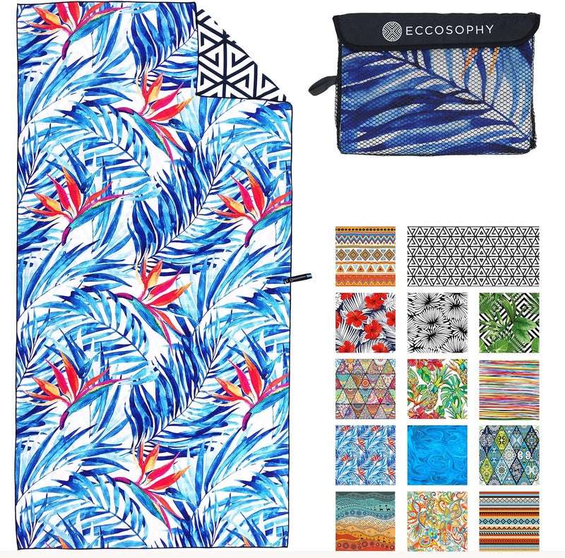 ECCOSOPHY Microfiber Beach Towel - Sand Free Towels are Quick Dry, Light Weight, Super Absorbent - Perfect Pool, Travel, Cruise, Camping Essentials - Oversized Extra Large for Adults 71x35 in - Image 1