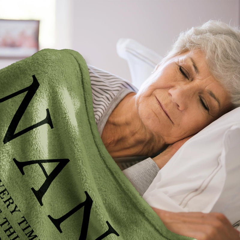 GiltGlimmer Nana Gifts  Gifts for Nana Blanket  Nana Birthday Gifts  Nana Gifts from Grandkids  Nana Gifts for Mothers Day Christmas  Super Soft Flannel Throw Blanket for Nana 50"" x 60""  Grass Green  - Image 3