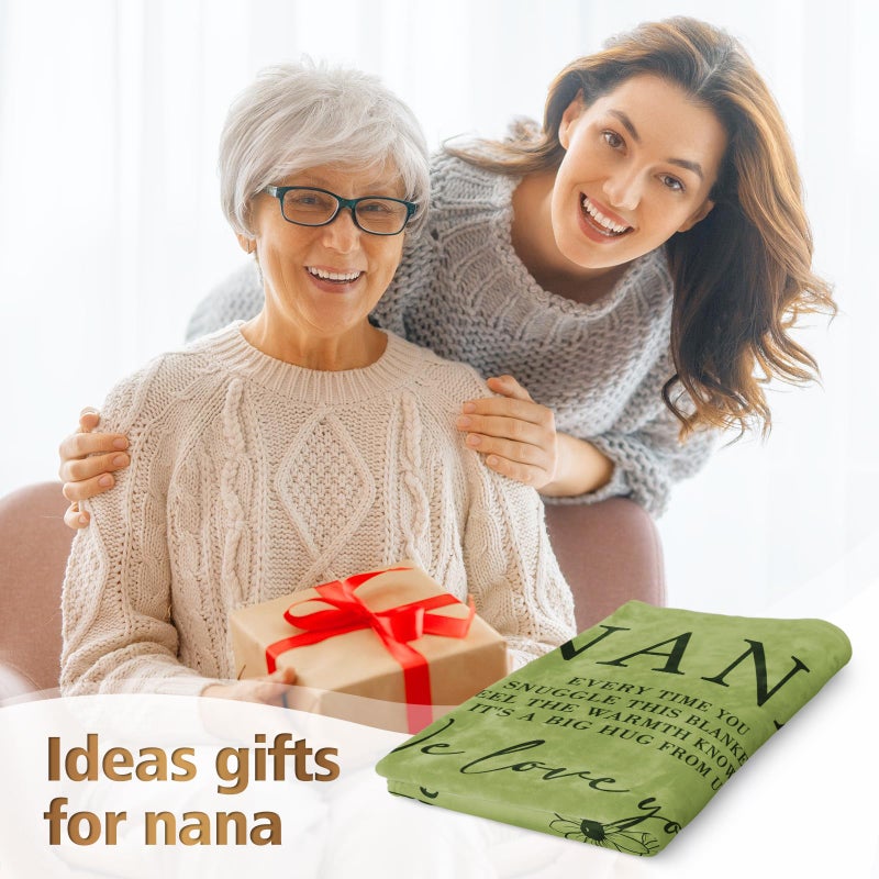 GiltGlimmer Nana Gifts  Gifts for Nana Blanket  Nana Birthday Gifts  Nana Gifts from Grandkids  Nana Gifts for Mothers Day Christmas  Super Soft Flannel Throw Blanket for Nana 50"" x 60""  Grass Green  - Image 2