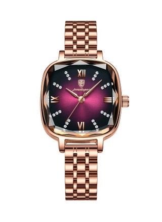 POEDAGAR Women's Fashion Square Watch - Rose Gold Plated Stainless Steel Bracelet with Wine Red Square Dial, 30m Water Resistant, Contemporary Minimalist Design for Casual, Office & Social Occasions - pzsku/ZB3D58F17686EAE9752EAZ/45/1749005837/086550a9-f50d-4e9f-88fb-47742f1e2382