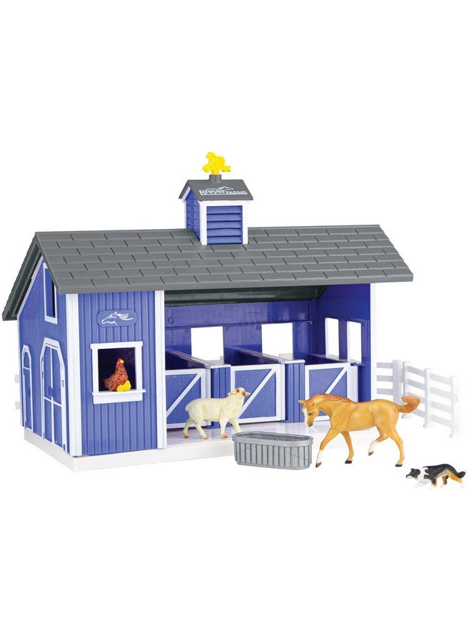 Breyer Breyer Horses Breyer Farms Home at The Barn Playset | 10 Piece Playset | 1 Stablemates Horses Included | 15" L x 4" W x 10" H | 1:32 Scale | Model 59241 , Blue - Image 1