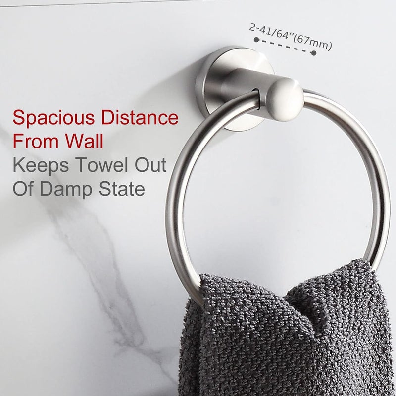 BGL Brushed Nickel Towel Ring Brushed Nickel Hand Towel Holder Stainless Steel Towel Ring for Bathroom 2 Pack - Image 3