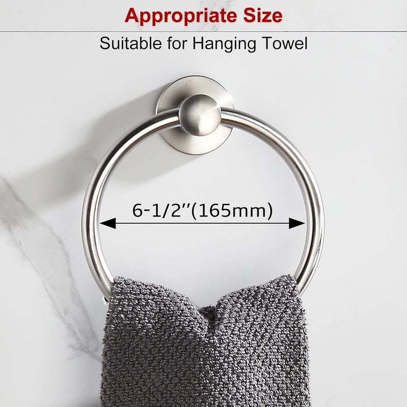 BGL Brushed Nickel Towel Ring Brushed Nickel Hand Towel Holder Stainless Steel Towel Ring for Bathroom 2 Pack - Image 2