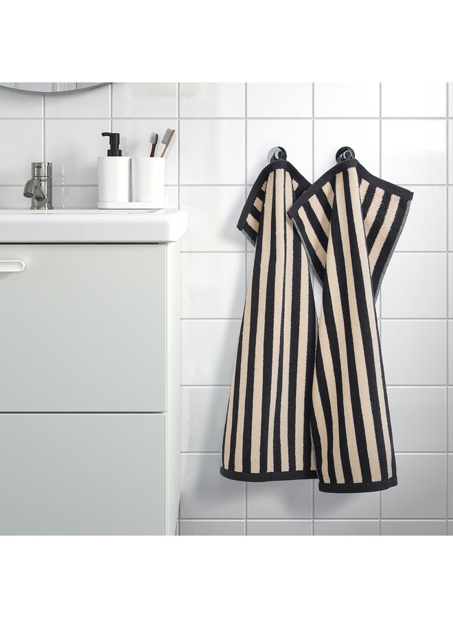 زبون منشفة يد، مخططة باللون الأسود/البيج الفاتح، 40×70 سم - Image 3