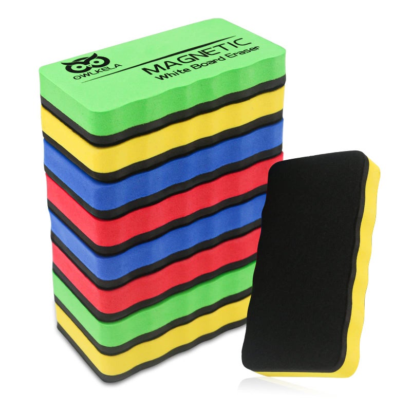 OWLKELA Dry Erase Erasers, Magnetic Whiteboard Erasers 8 Pack for White Board, White Board Markers Dry Erase, Ideal for Classroom, Home, Office - Image 1