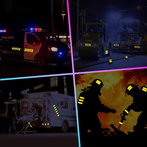 LOOM Reflective Stickers for Helmet | 6pcs Prism Yellow | Similar to 3M Reflective Tape | Bike Reflectors for Night Riding, Mailbox reflectors | Waterproof hi vis Decals for Car, Trailer - Image 4