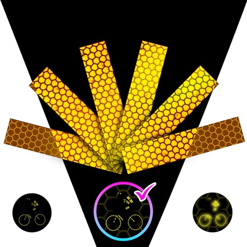 LOOM Reflective Stickers for Helmet | 6pcs Prism Yellow | Similar to 3M Reflective Tape | Bike Reflectors for Night Riding, Mailbox reflectors | Waterproof hi vis Decals for Car, Trailer - Image 1