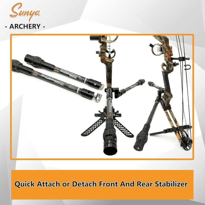 Sunya Archery Bow Stabilizer for Compound Bow, Carbon Fiber Body Flexible Core, Damping System and Weights Kit, 8",10",12" 15" in Expedition Series - Image 5