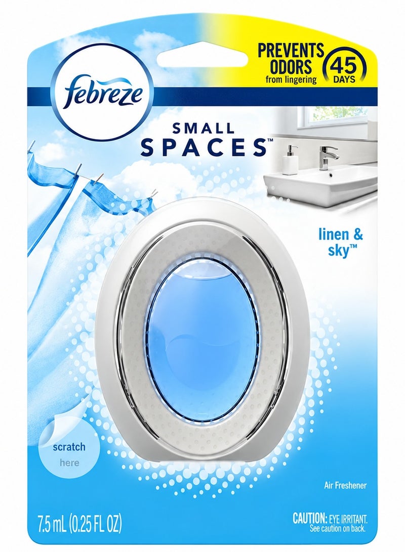 Febreze Small Spaces Linen & Sky Air Freshener, 7.5 ml, Pet Odor Eliminator for Bathroom, Bedroom, Closet and Small Rooms, Up to 45 Days Freshness Home Deodorizer - Image 1