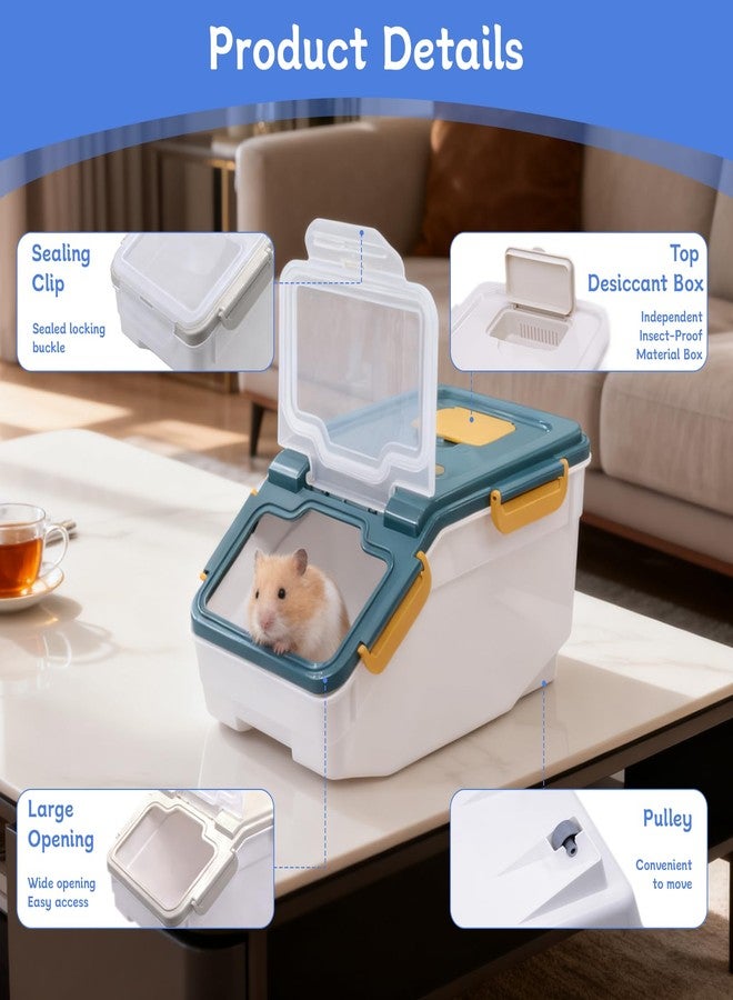 Saim Extra Large Chinchilla Sand Bath Container, 7.4-Inch Hight Dust Bath House with Low-Mess Lid & Scoop, Digging Box for Hamster Hedgehog Small Animals - Blue - Image 3