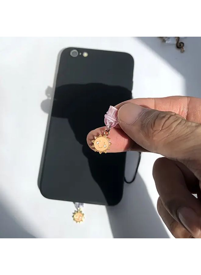 1pcs Mini Happy Face Sun Phone Dust Plug Aluminum Alloy Multi Functional Decorative Pendant Protects Charging Port For iPhone 6 14 Promax Type C Interface Usb C Dust Plug Holiday Party Gift Cute Accessory - Image 4