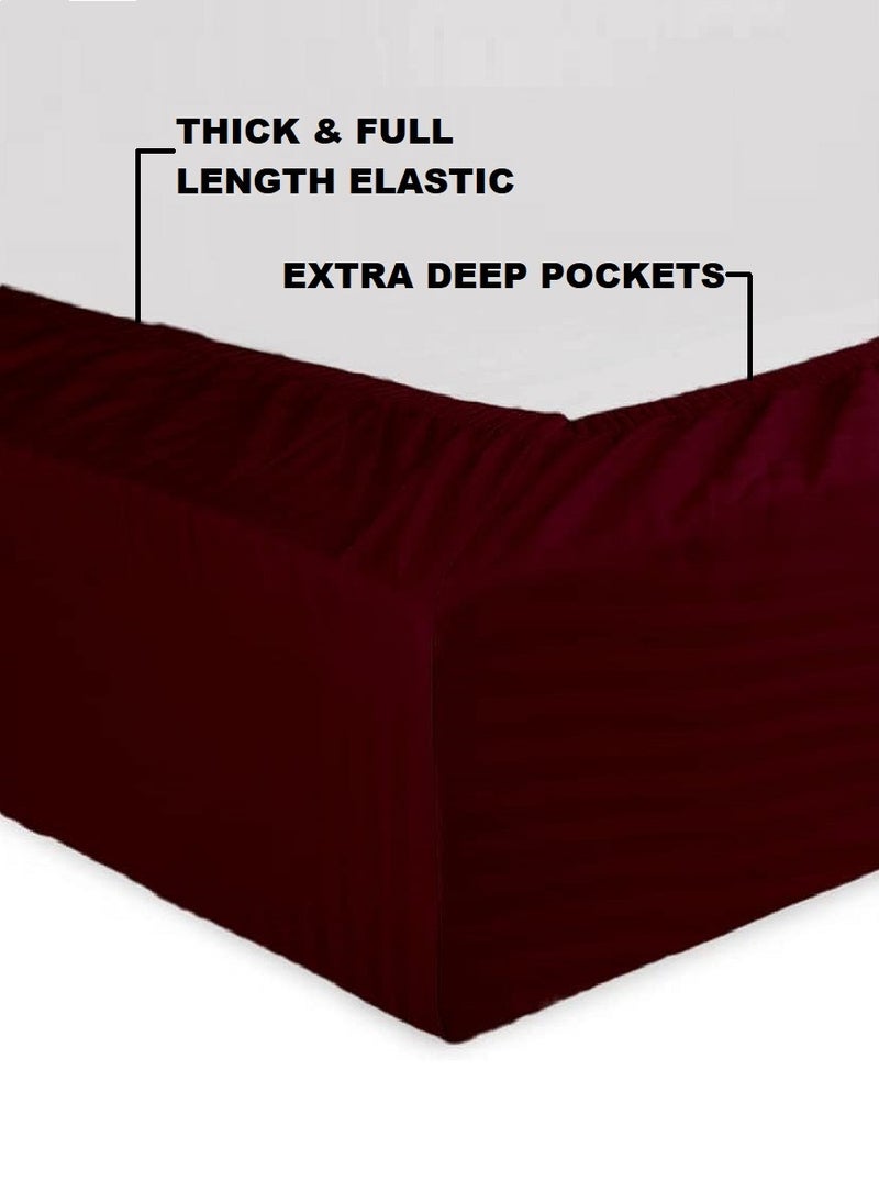Blueberry Double Size Stripe Bed Sheet Set 100% Cotton Premium Quality 150x200+20cm  - Image 2