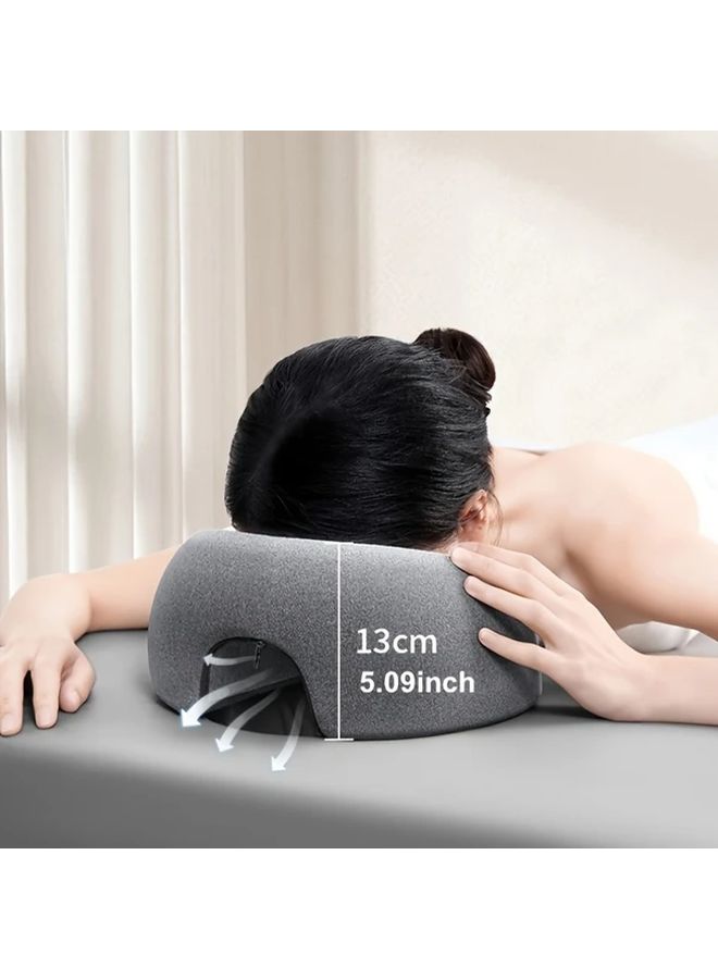 Grey Ergonomic U Shaped Neck Support Pillow For Sleeping Travel Home Cervical Support With Zippered Polyester Cover Machine Washable - Image 1