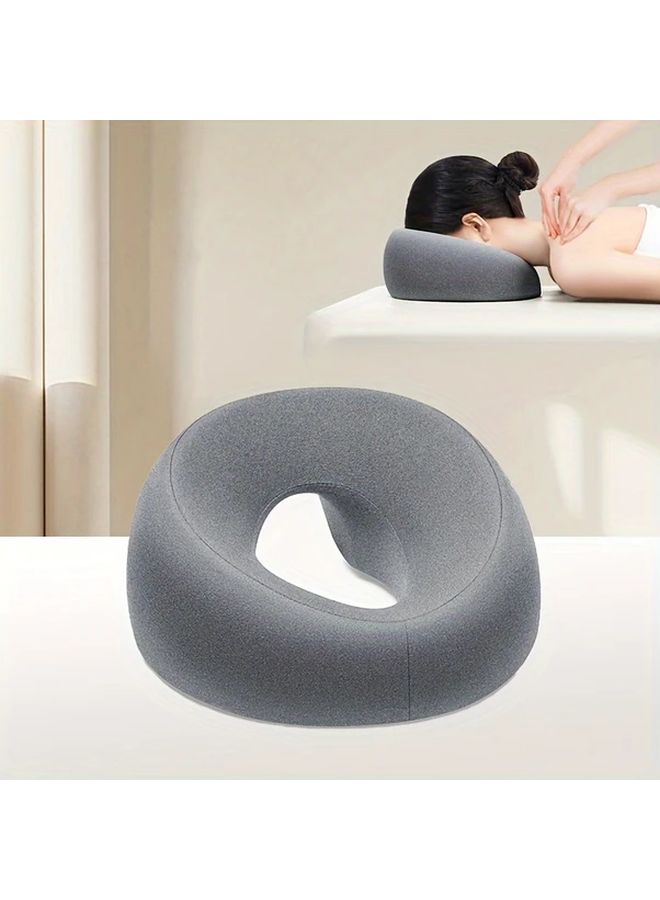 Grey Ergonomic U Shaped Neck Support Pillow For Sleeping Travel Home Cervical Support With Zippered Polyester Cover Machine Washable - Image 3