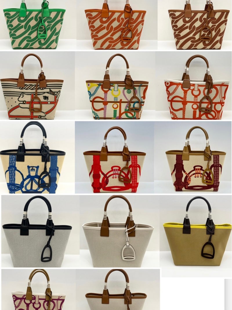 Women'S Bag High-End Fashionable All-Match Underarm Tote Bag Hand-Woven Cowhide Canvas Contrast Color Portable Vegetable Basket Bag - Image 2