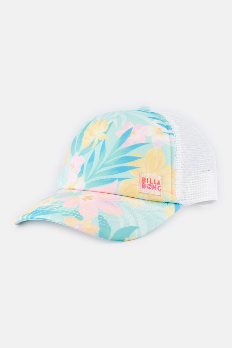 Billabong Kids Girl Floral Print Snapback Cap, Multicolor - Image 1