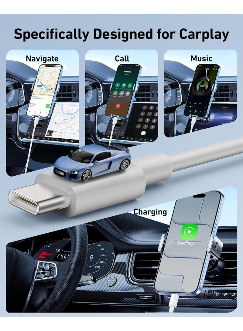 Car Carplay Cable for iPhone 17/17 Pro/Air/17e/16/15 Pro Max/Plus Cable, 2Pack USB A to USB C for CarPlay USBC Cord, iPad, Galaxy, Pixel, Android Accessories Charging Wire Type-C Car Charger Cord 1.5M - Image 3