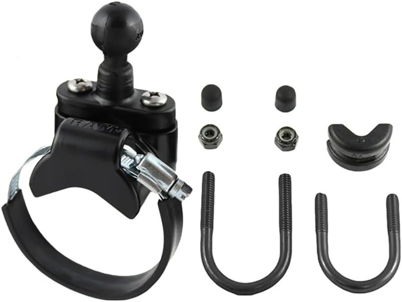 RAM MOUNTS Rail Base with Zinc Coated U-Bolt, ATV/UTV Strap & 1" Ball for Rails up to 3.15" in Diameter - Image 1