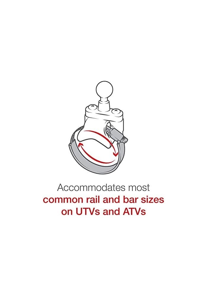 RAM MOUNTS Rail Base with Zinc Coated U-Bolt, ATV/UTV Strap & 1" Ball for Rails up to 3.15" in Diameter - Image 3
