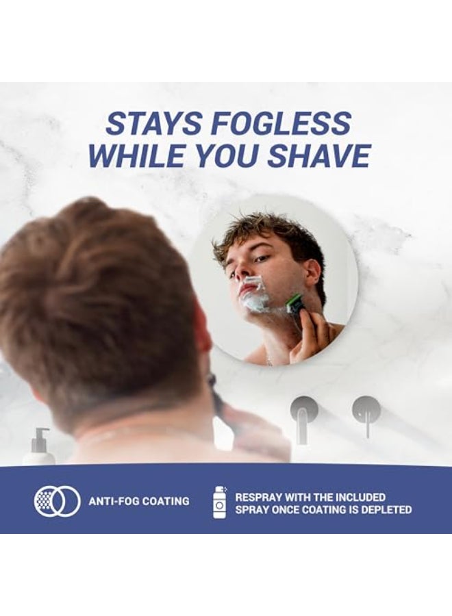 Mirrorvana Sticky 3M Adhesive AntiFog Shaving Mirror Peel and Stick Fogless Shower Mirror for Men Frameless Shatterproof Plastic Mirror 6 Round - Image 3