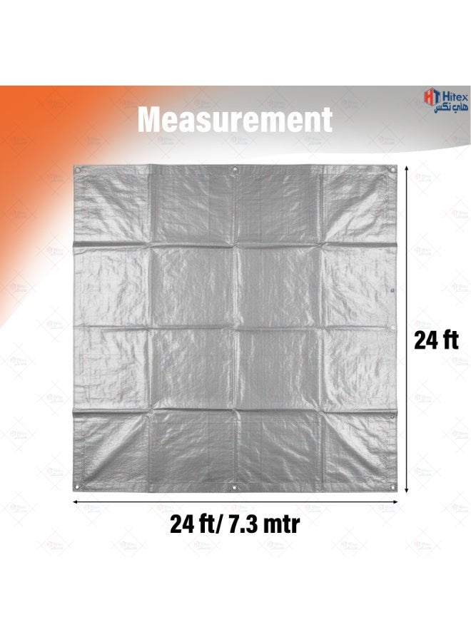 Hitex Tarpaulin Sheet – Light, Medium & Heavy Duty Waterproof Cover | UV Resistant, Tear-Proof, Multi-Purpose Tarpaulin for Construction, Storage & Camping (SILVER-ORANGE (HEAVY DUTY), 24ft X24ft) - Image 2