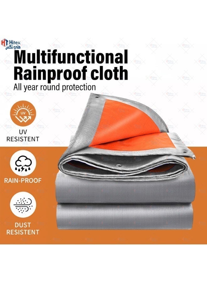 Hitex Tarpaulin Sheet – Light, Medium & Heavy Duty Waterproof Cover | UV Resistant, Tear-Proof, Multi-Purpose Tarpaulin for Construction, Storage & Camping (SILVER-ORANGE (HEAVY DUTY), 24ft X24ft) - Image 3