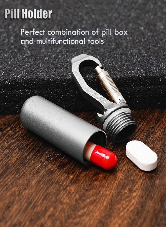 PPFISH EDC Titanium Small Pill Case, Mini Keychain Pill Holder, EDC Pill Container Portable Pocket Pill Box Organizer for Travel Purse - Image 2