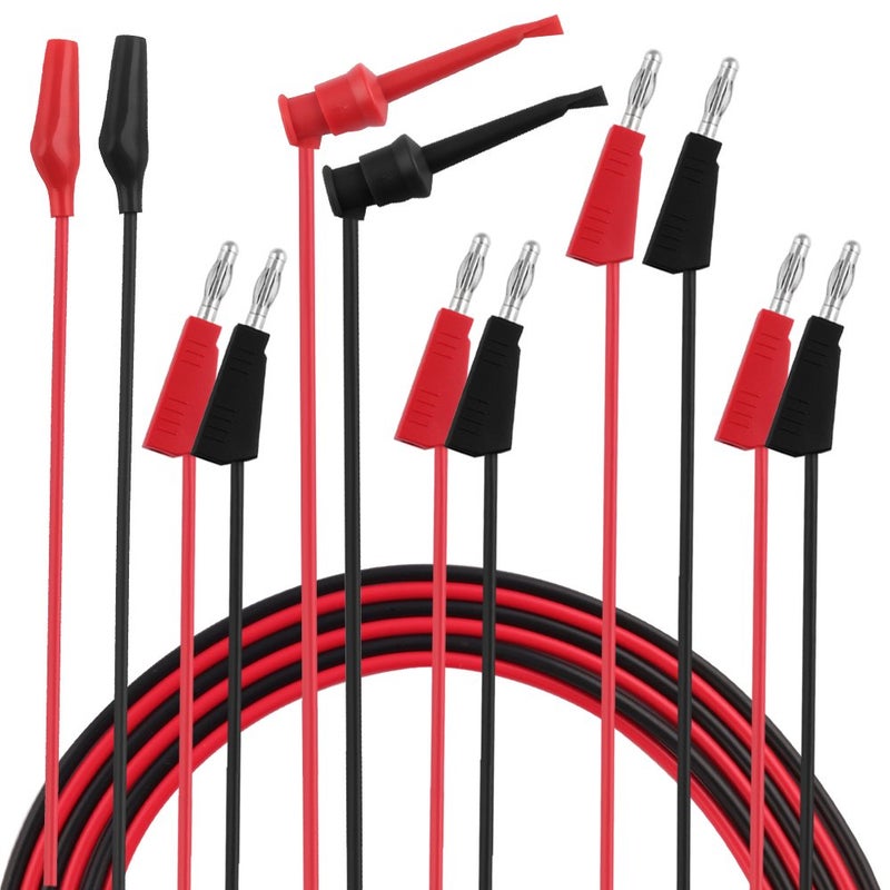 Micsoa Multimeter Leads - Alligator to Banana Plugs & Mini Hooks Set (3 Pair) - Image 1