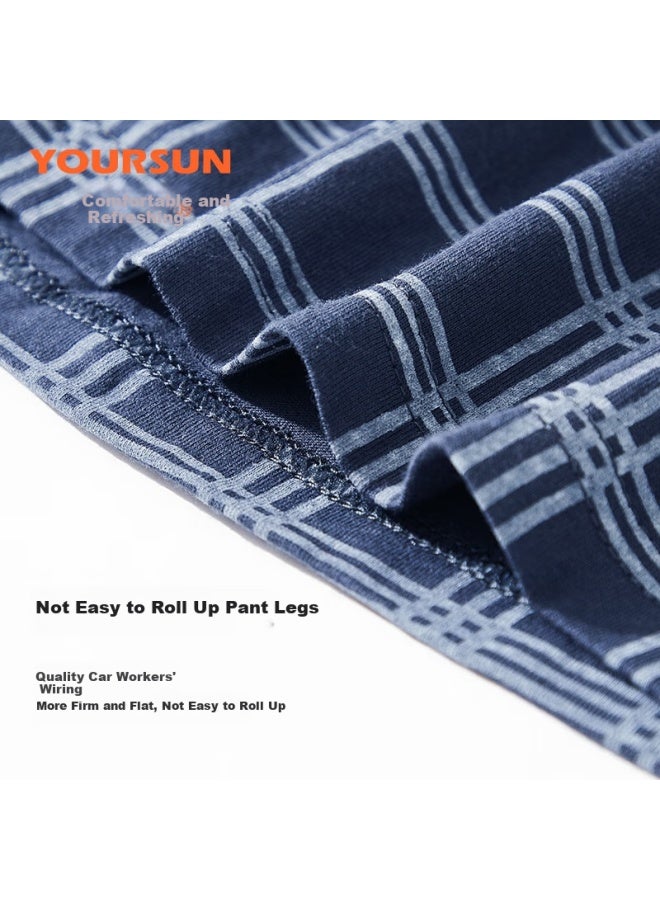 Your Sun Comfortable And Cool 100% Cotton Men's Summer Thin Plaid Shorts Beach Shorts Loose-fit Men's Home Pants - Image 5