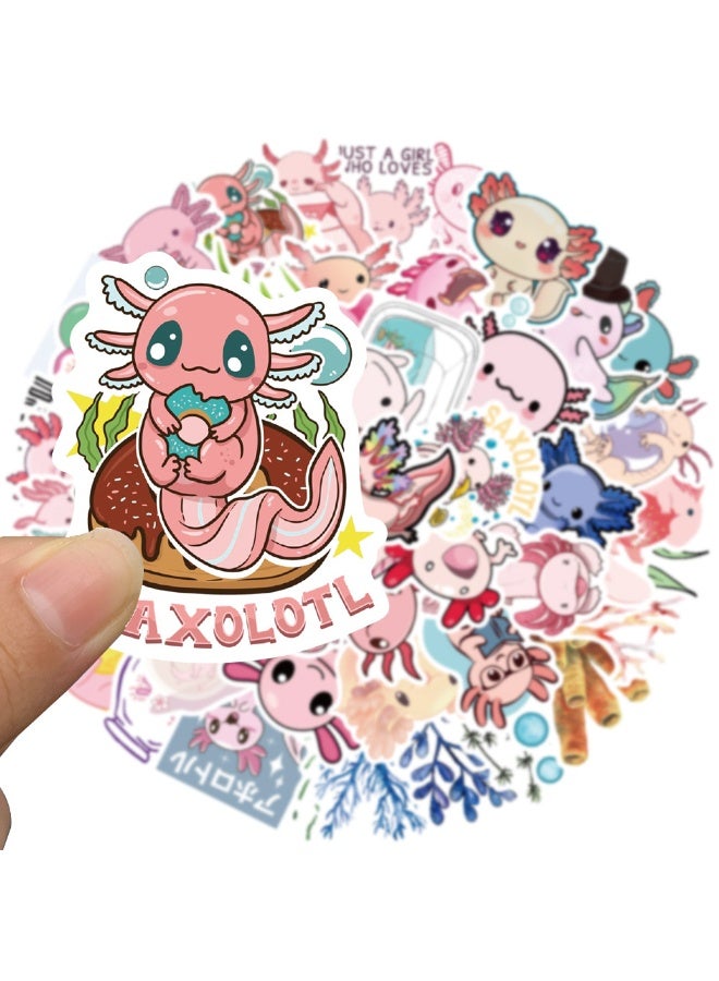 NIBEMINENT 50 Pcs Cartoon Axolotl Deco Kit Waterproof Stickers, High Definition Printing Bright Colors, Suitable for Laptop Skateboard Luggage Water Bottle Guitar DIY - Image 3