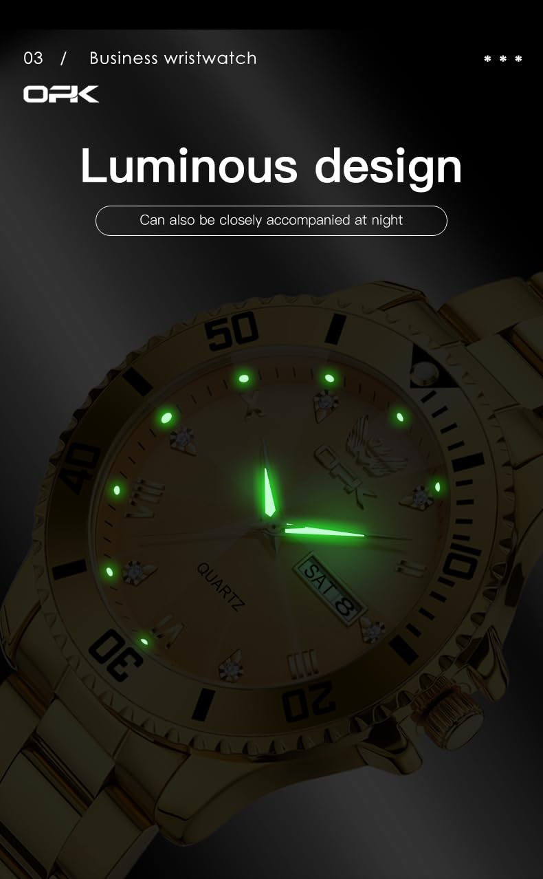 OPK Watch for Men Diamond Black Dial Analog Waterproof Stainless Steel Casua Business Men‘s Wristwatches - Image 5