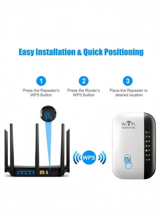 Wireless 300Mbps Wifi Router Range Extender Up to 5000sq（White） - view 3